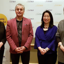 NorthBEAT Collaborative Media Launch, December 1, 2017: Left to Right: Myrna Holman, VP People Mission and Values at SJCG; Bill Mauro, MPP for Thunder Bay-Atikokan; Dr. Chi Cheng, NorthBEAT Project Lead; Lesley Bell, Ontario Trillium Foundation Youth Opportunities Fund)